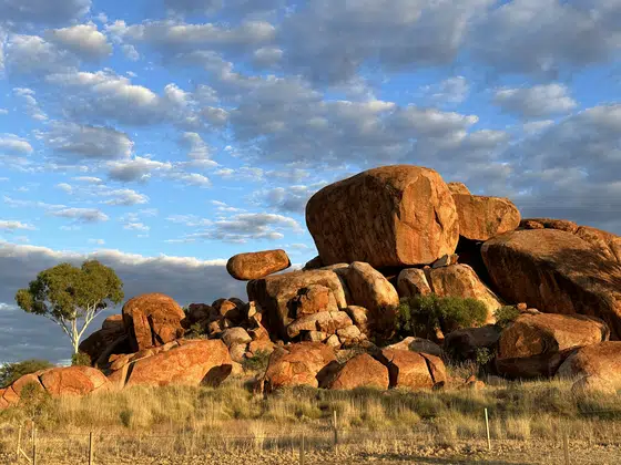 Devils Marbles Rock Cluster Blue Sky