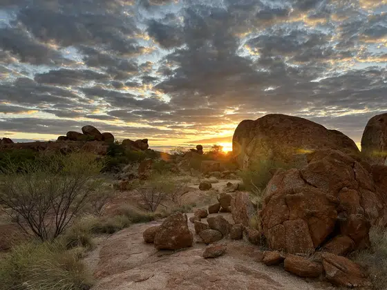 Devils Marbles Sun Through Rocks