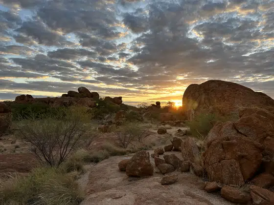 Devils Marbles Sunset Wide Rocks