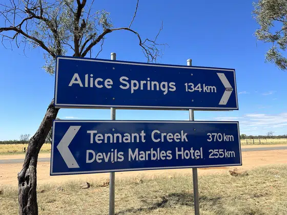 Outback Road Sign Alice Springs Devils Marbles