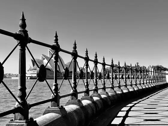 Sydney Harbour Fence Black White