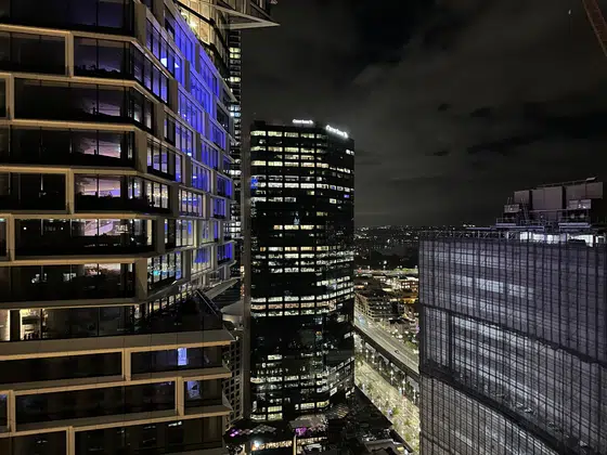 Sydney Night Building Blue Light