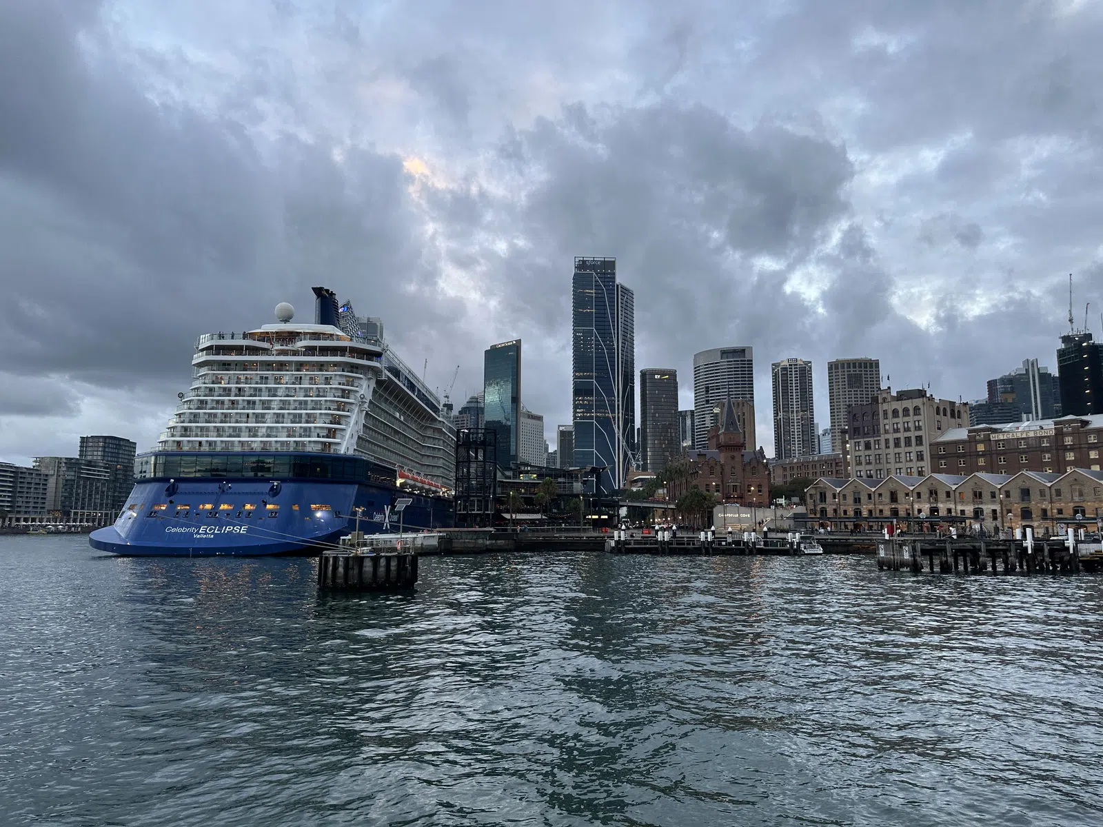 Cruise ship and skyline at Sydney Harbour