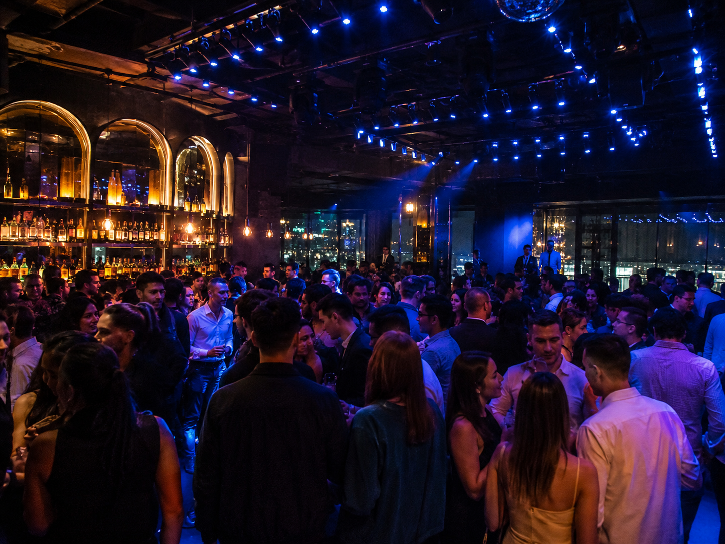 Sydney nightlife club scene with blue lights